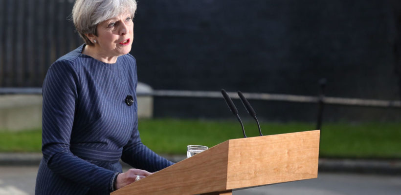Prime Minister Theresa May makes a statement in Downing Street, London, announcing a snap general election on June 8. PRESS ASSOCIATION Photo. Picture date: Tuesday April 18, 2017. See PA story POLITICS May. Photo credit should read: Philip Toscano/PA Wire Prime Minister Theresa May makes a statement in Downing Street, London, announcing a snap general election on June 8. PRESS ASSOCIATION Photo. Picture date: Tuesday April 18, 2017. See PA story POLITICS May. Photo credit should read: Philip Toscano/PA Wire